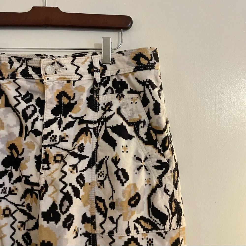 Anthropologie Tapered Floral Corduroy Pants Barrel size 14 - Picture 5 of 7